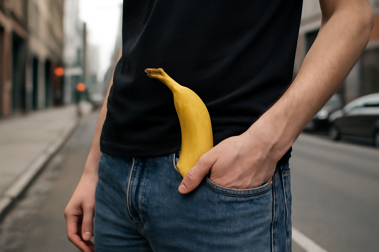 banane portée à la taille dans rue urbaine
