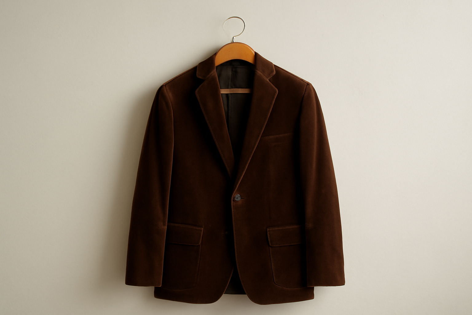 blazer velours suspendu sur cintre