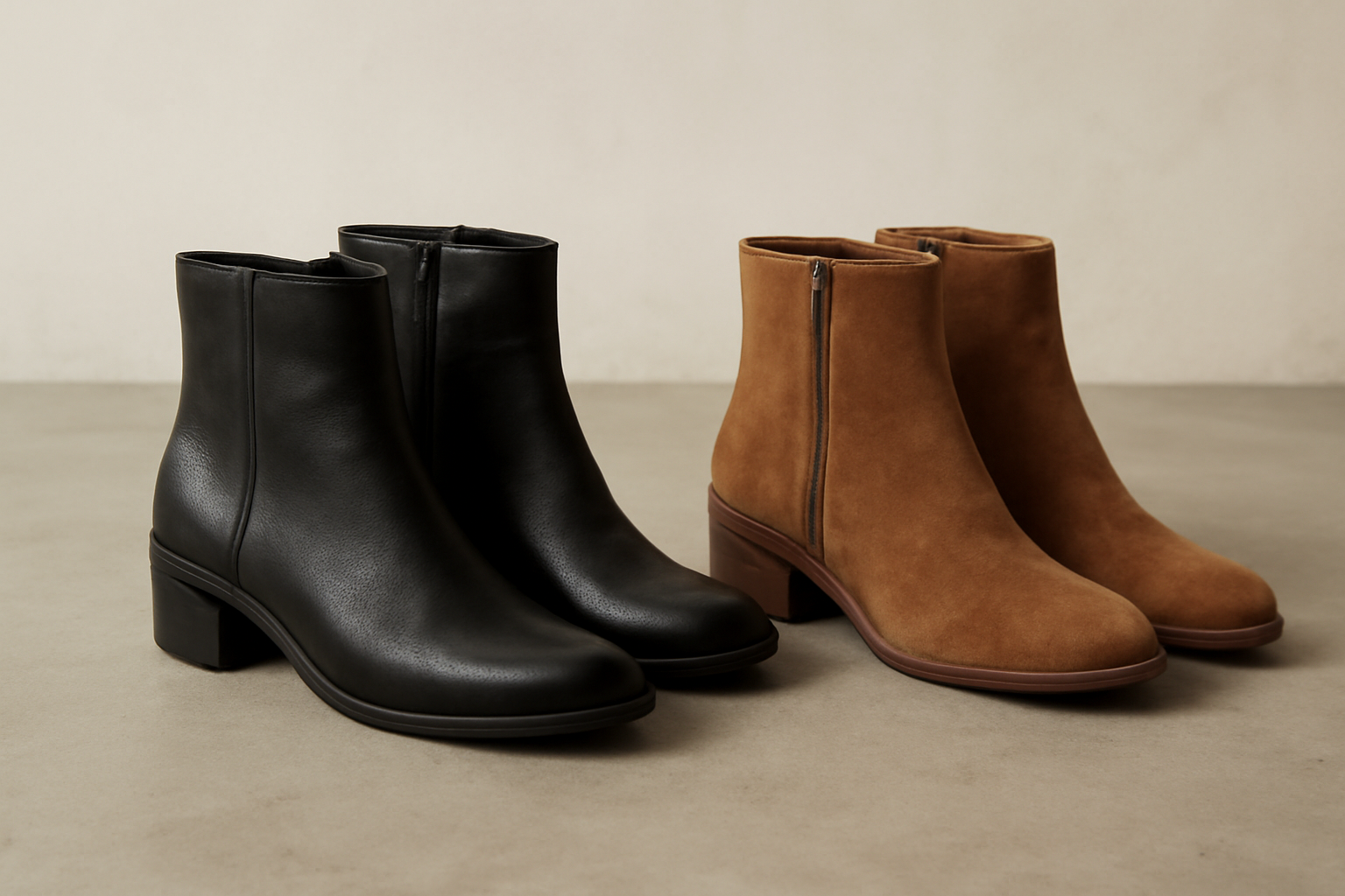 deux paires de bottines côte à côte