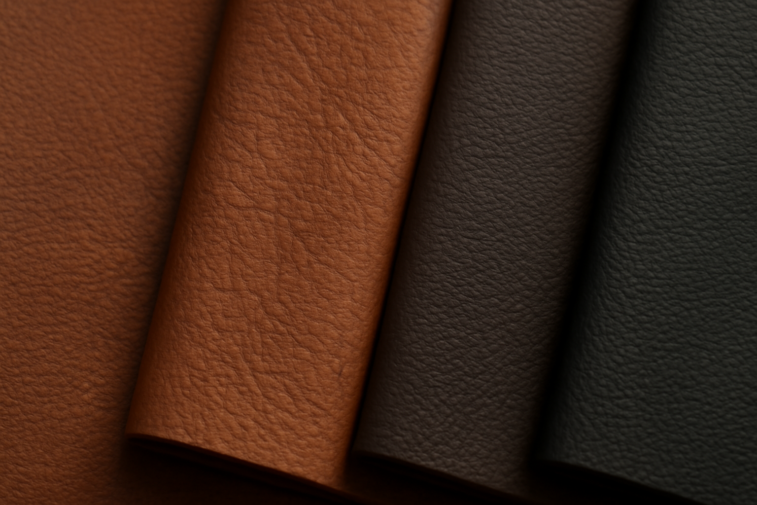 échantillons de cuirs posés côte à côte