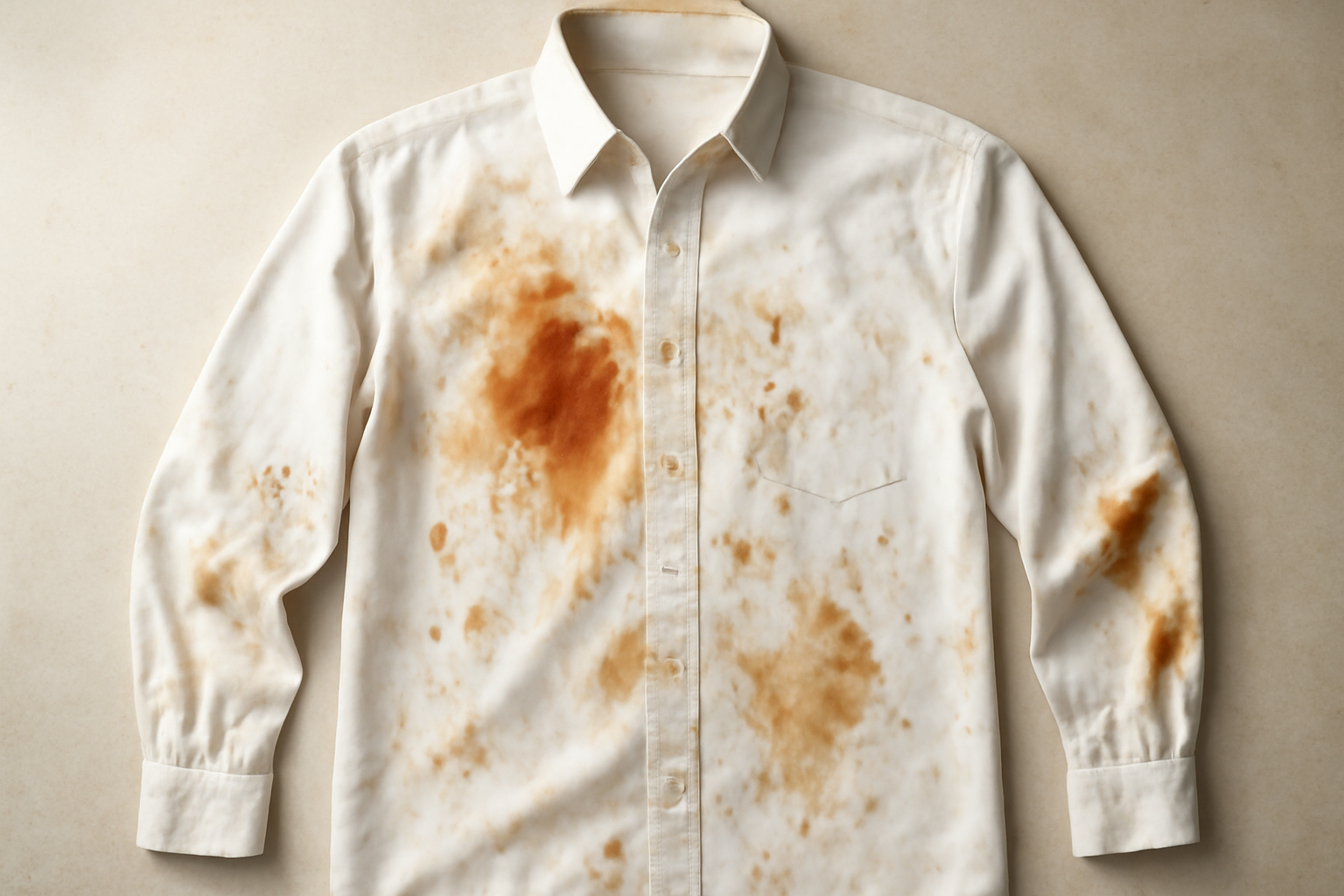 chemise tachée posée sur plan de travail