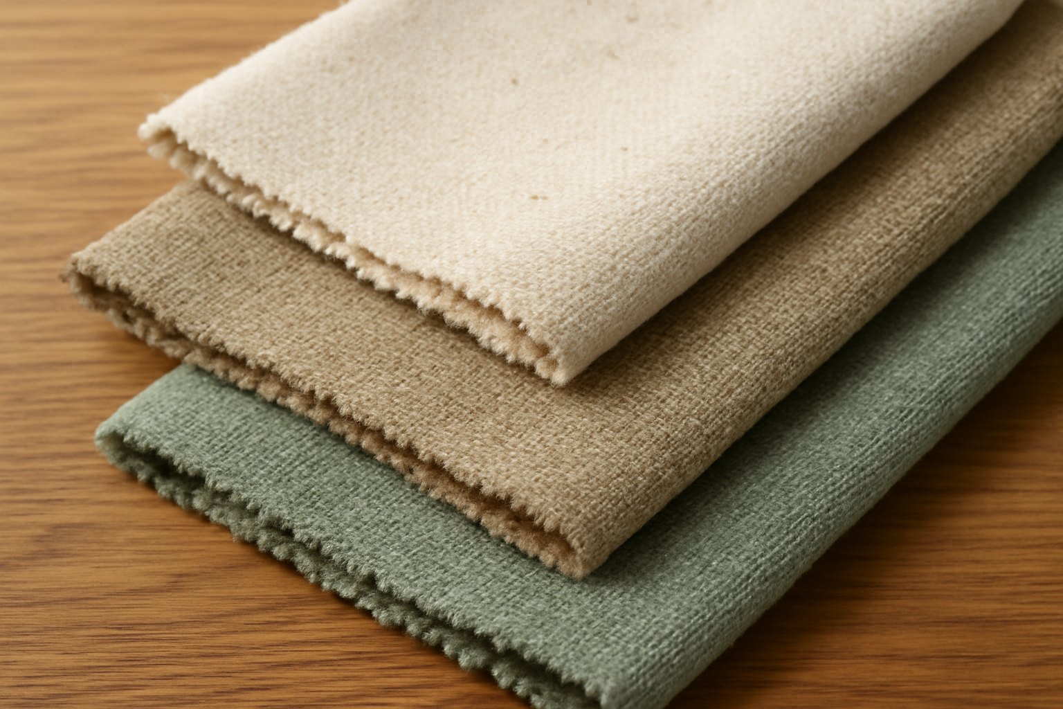 échantillons de tissus ecolos disposes sur table