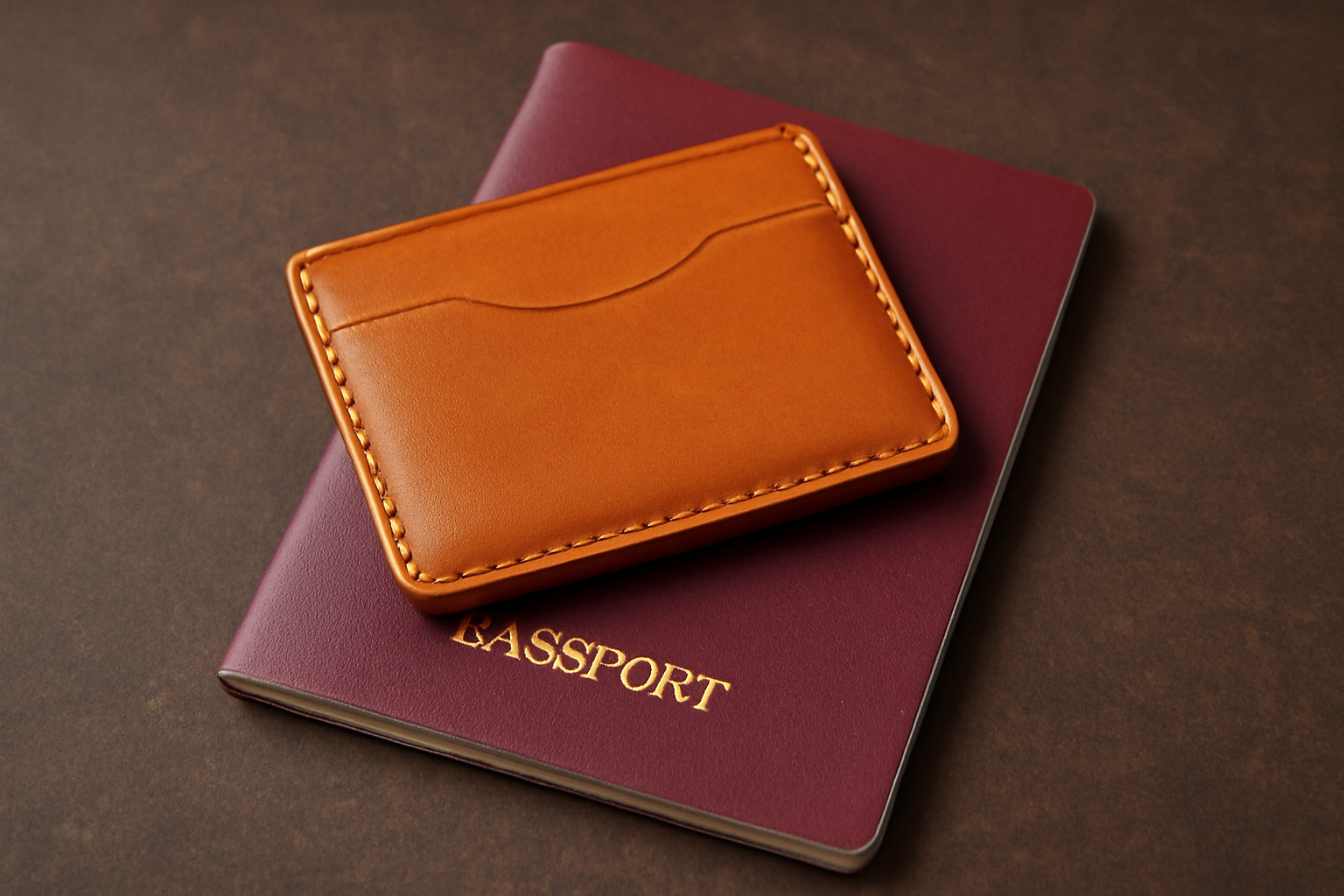 petit porte-cartes posé sur passeport