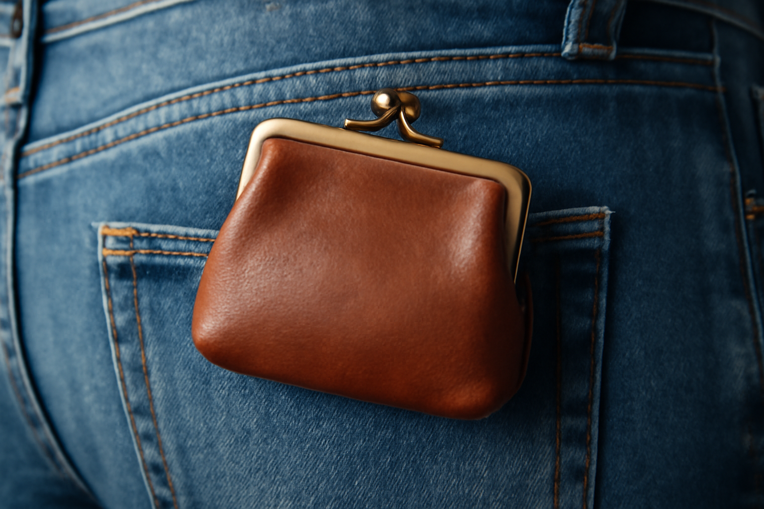 petit porte-monnaie glissé dans poche arrière