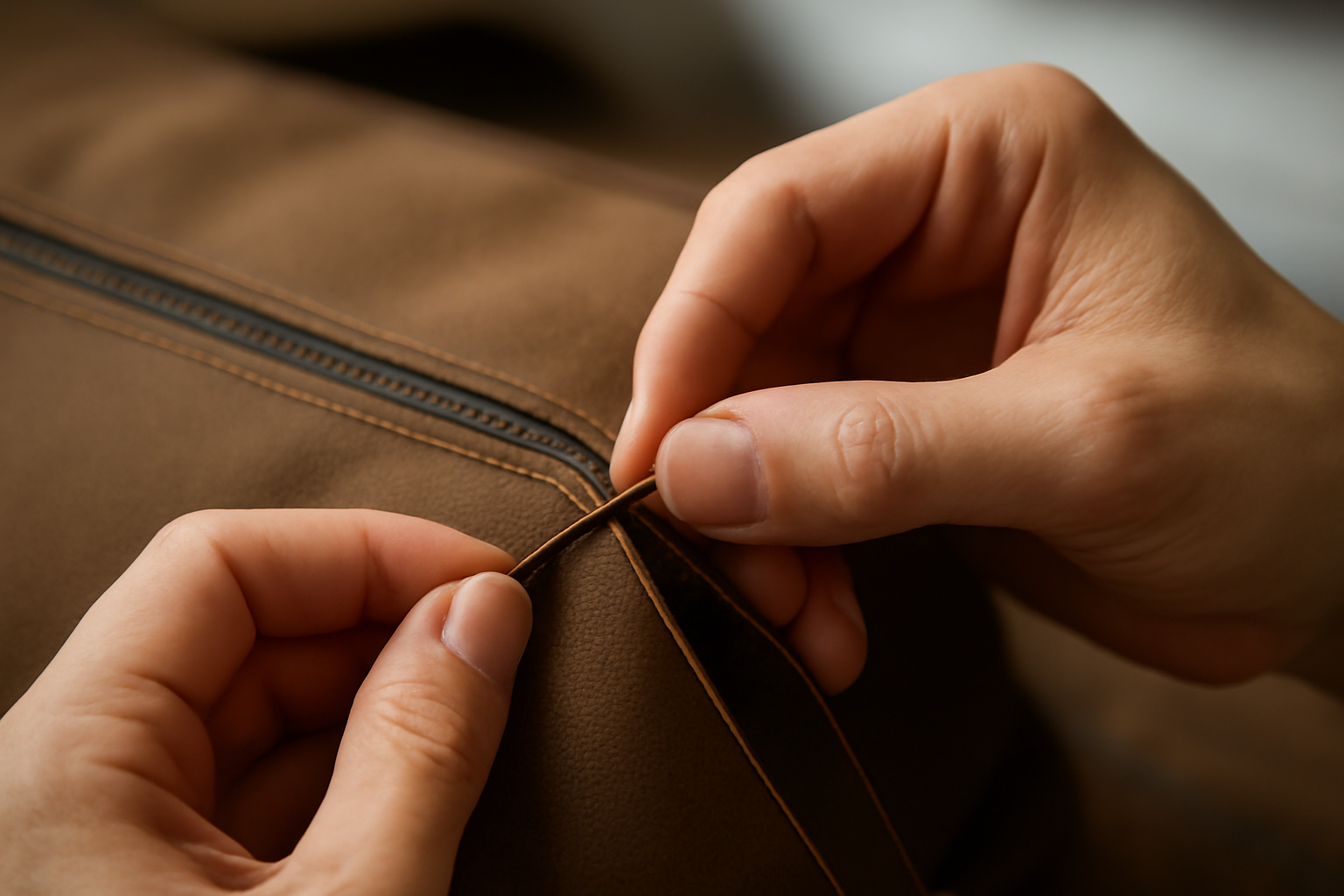 main recousant couture de sac avec aiguille