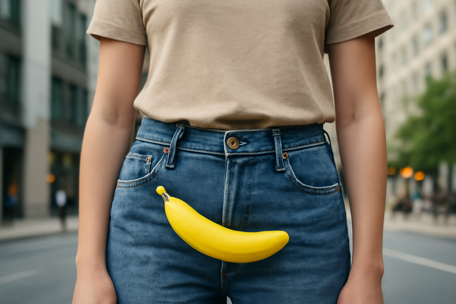 banane portée à la taille en milieu urbain
