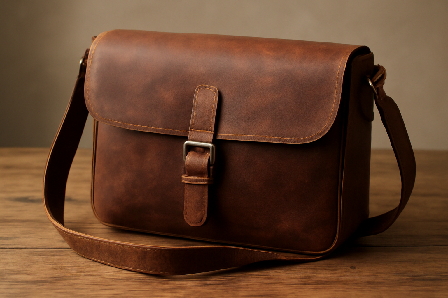 sac artisanal posé sur table en bois