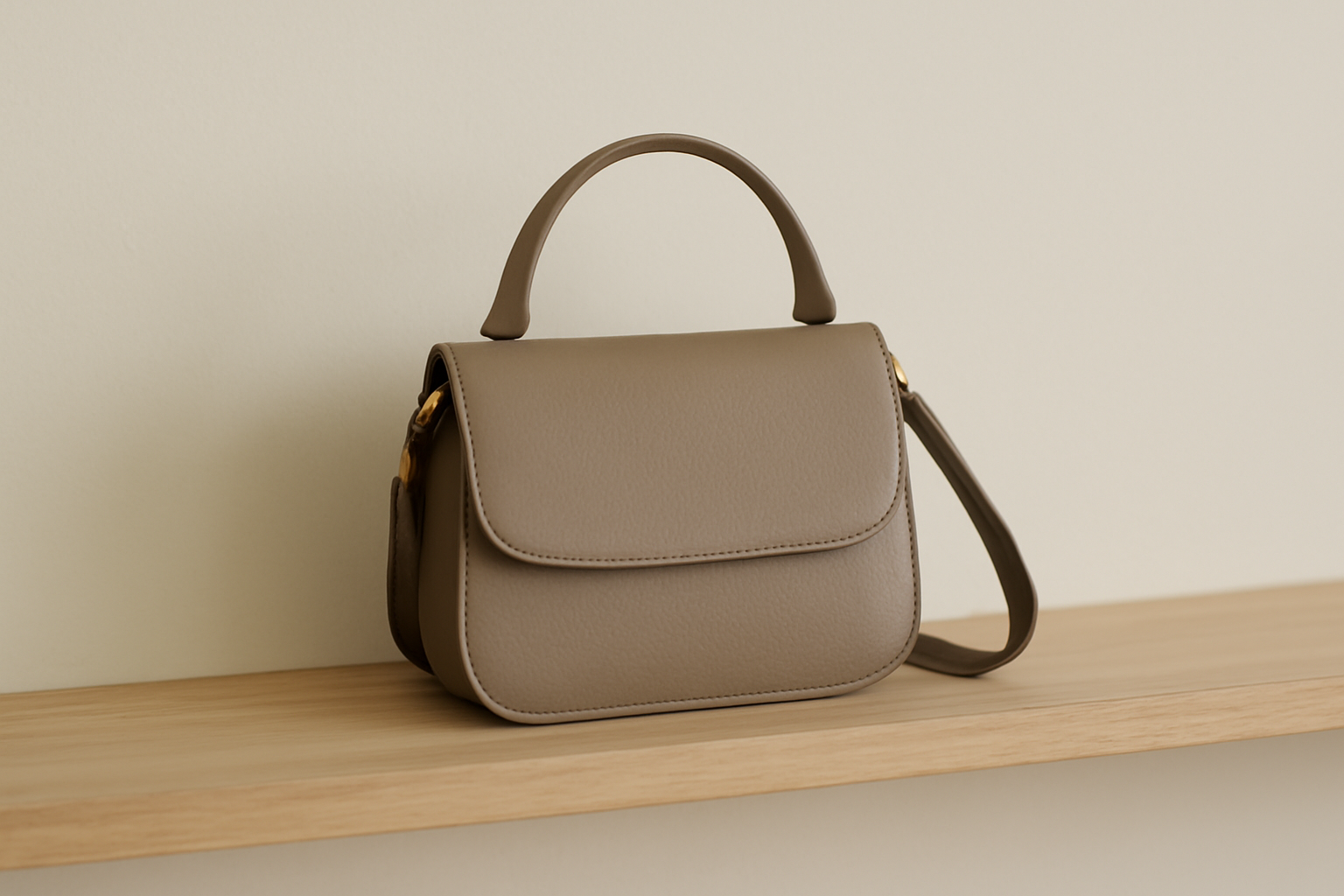 petit sac posé sur étagère minimaliste