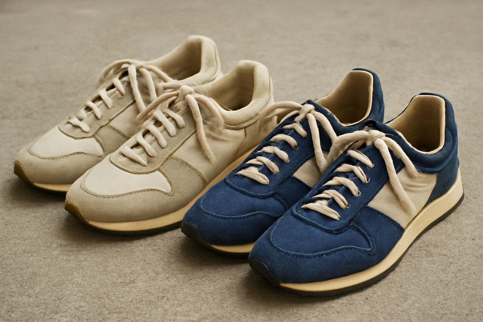 deux paires de baskets rétro posées cote à cote