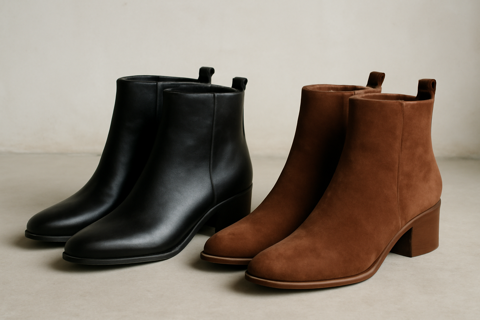 deux paires de bottines posées côte à côte