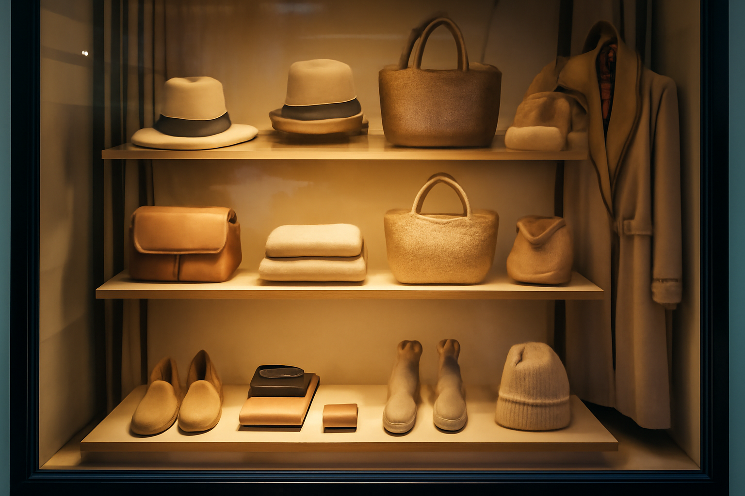 etalage d'accessoires variés en magasin