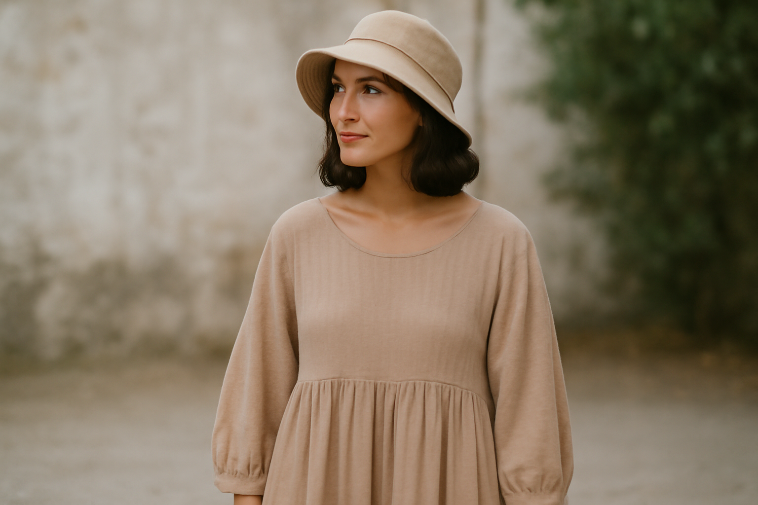 personne portant un bob avec robe fluide