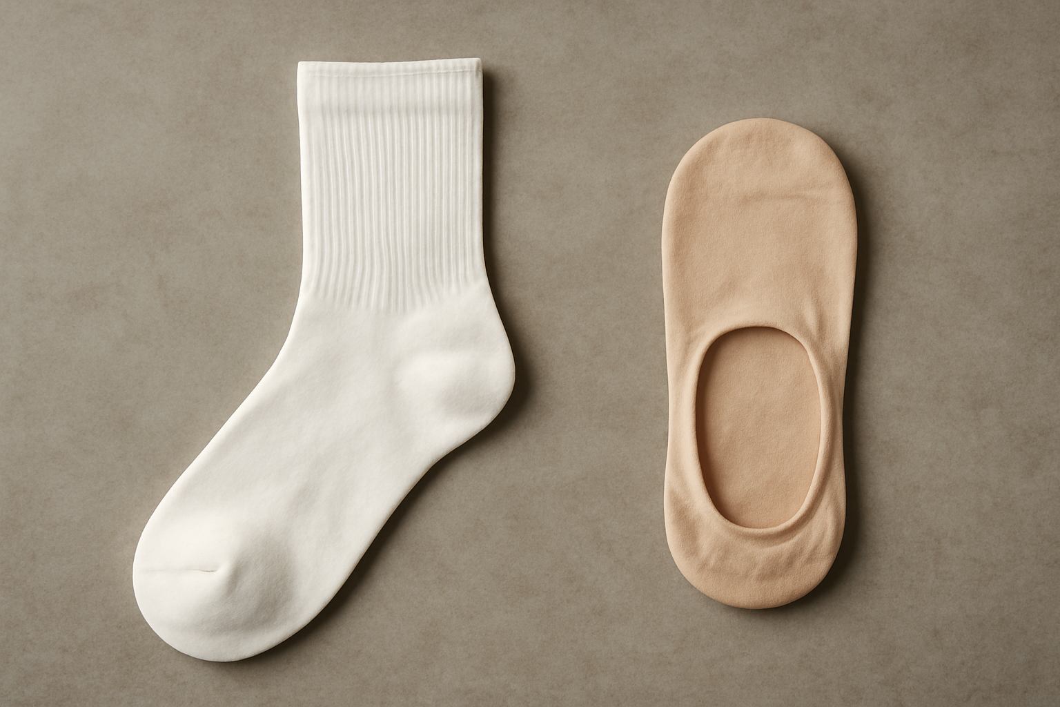 chaussettes hautes et invisibles côte à côte