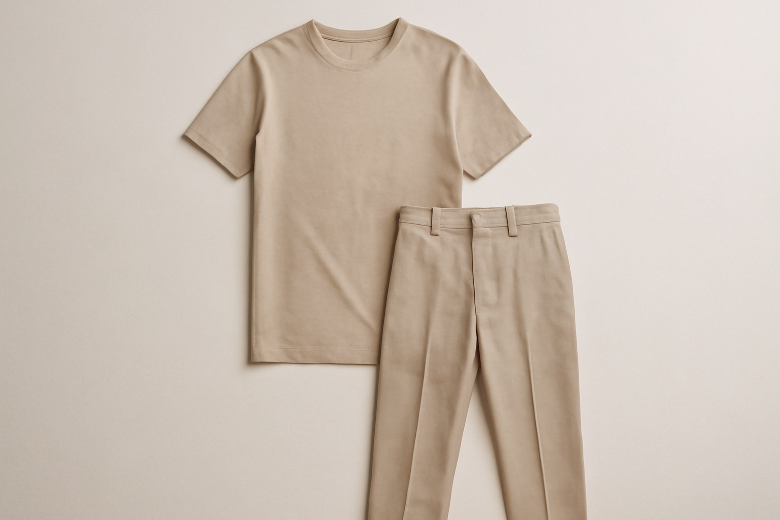 tenue minimaliste posée sur un fond neutre
