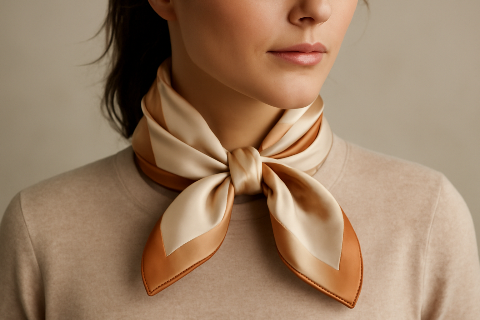 foulard noué autour du cou d'une femme