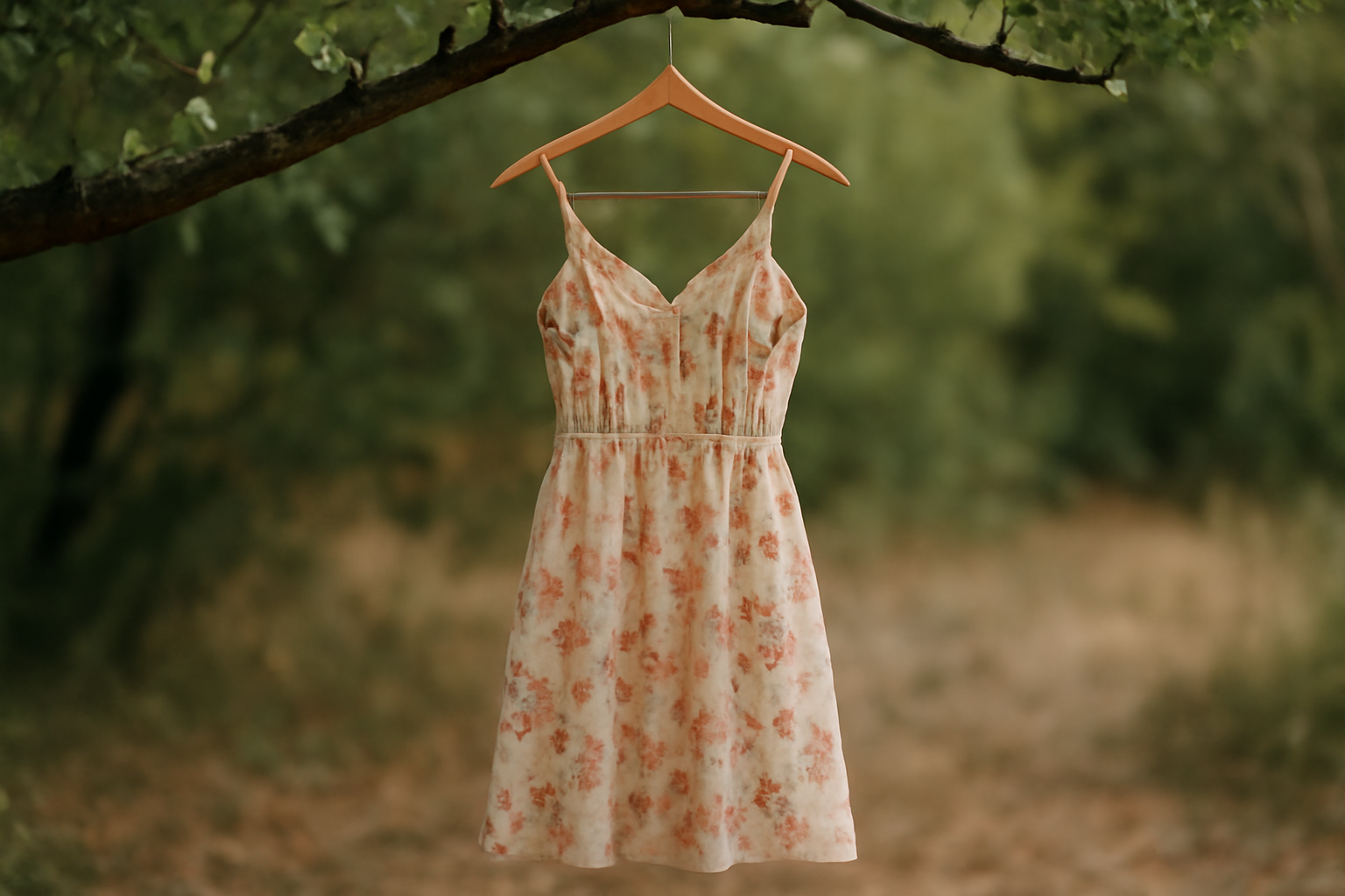 robe légère imprimée pendue à une branche