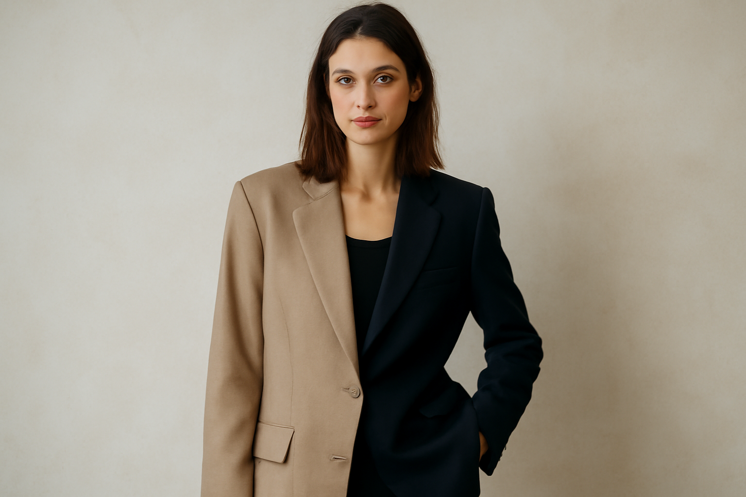 femme portant blazer oversize et blazer cintré