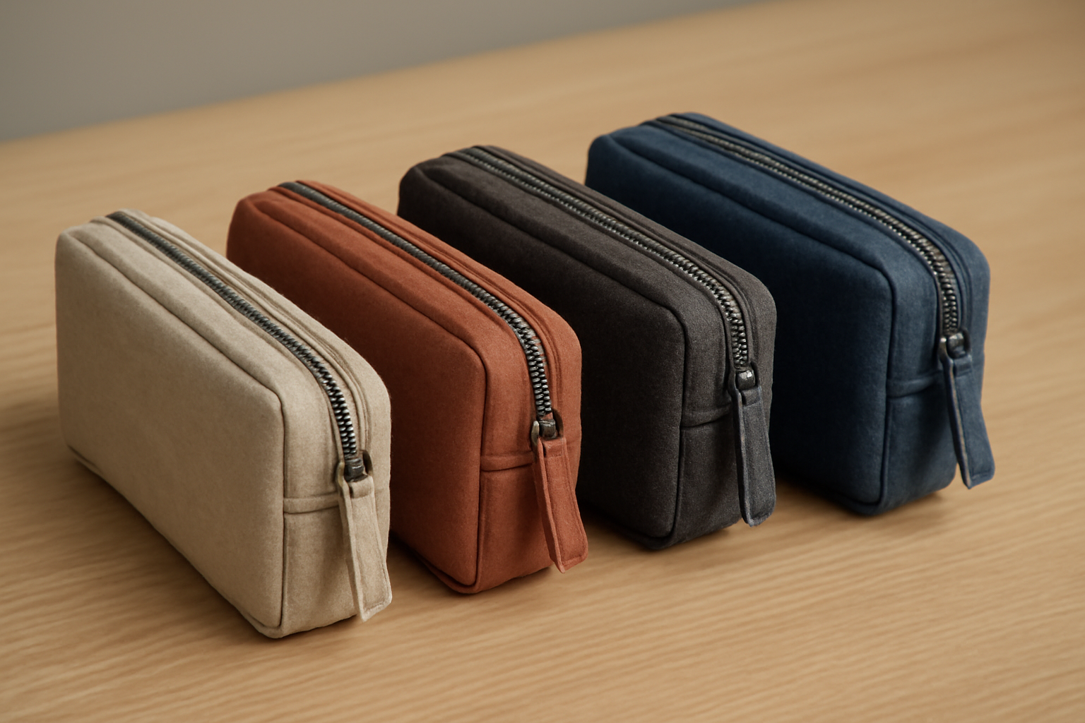 pochettes de rangement alignées sur bureau