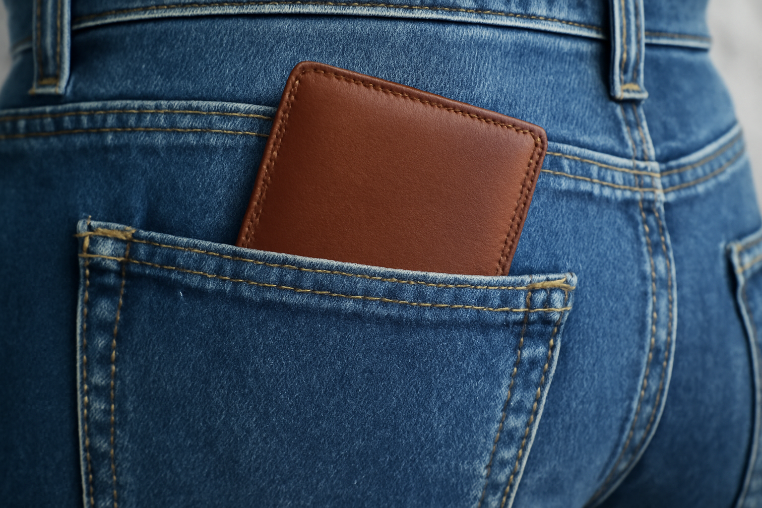 porte-cartes fin glissé dans une poche arrière