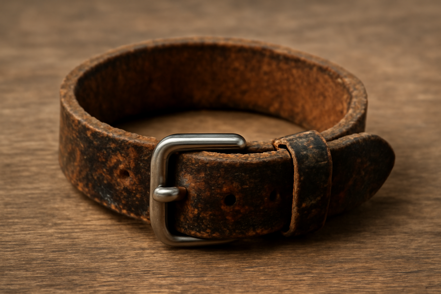 bracelet montre cuir marqué par usure