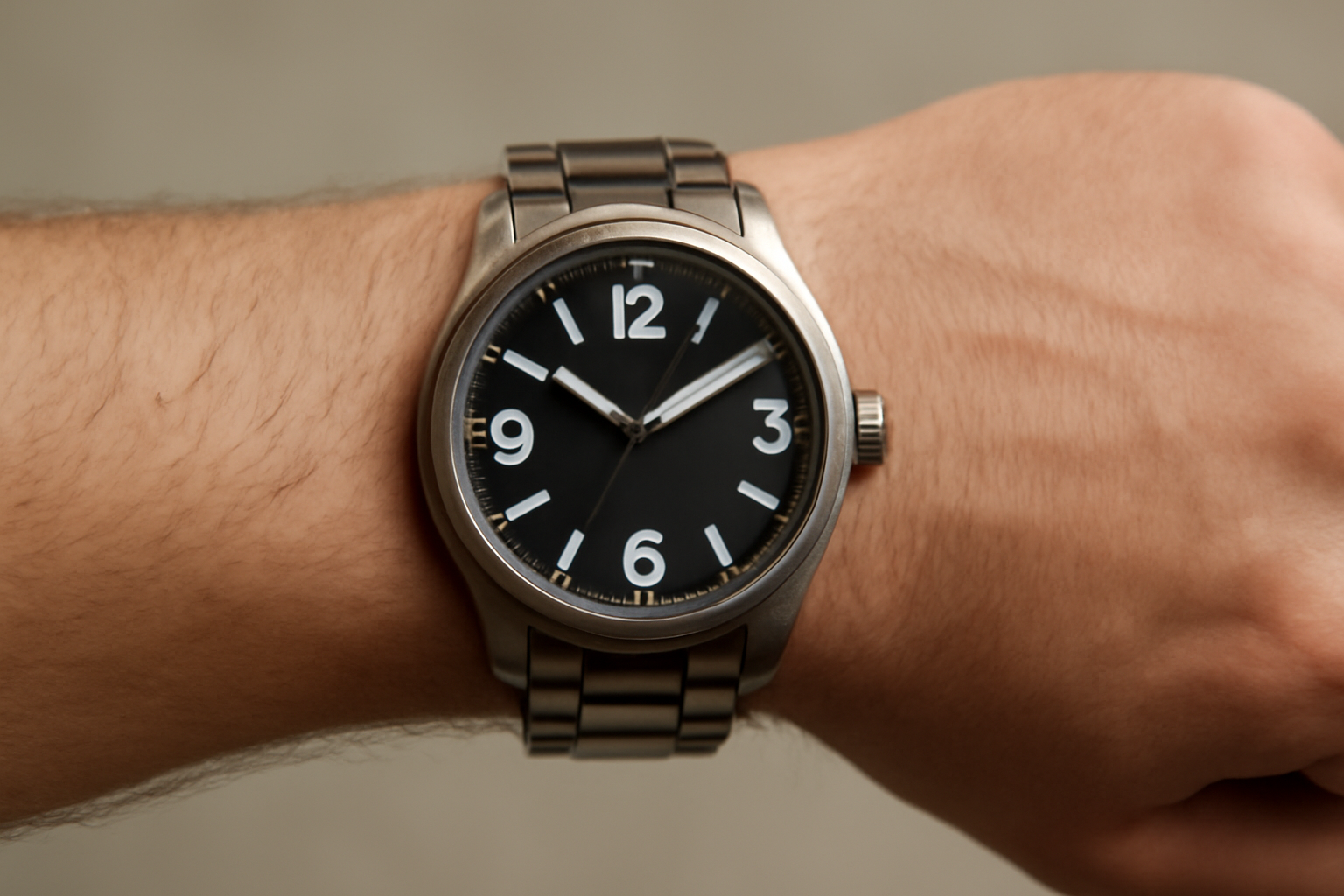 poignet large portant une grosse montre