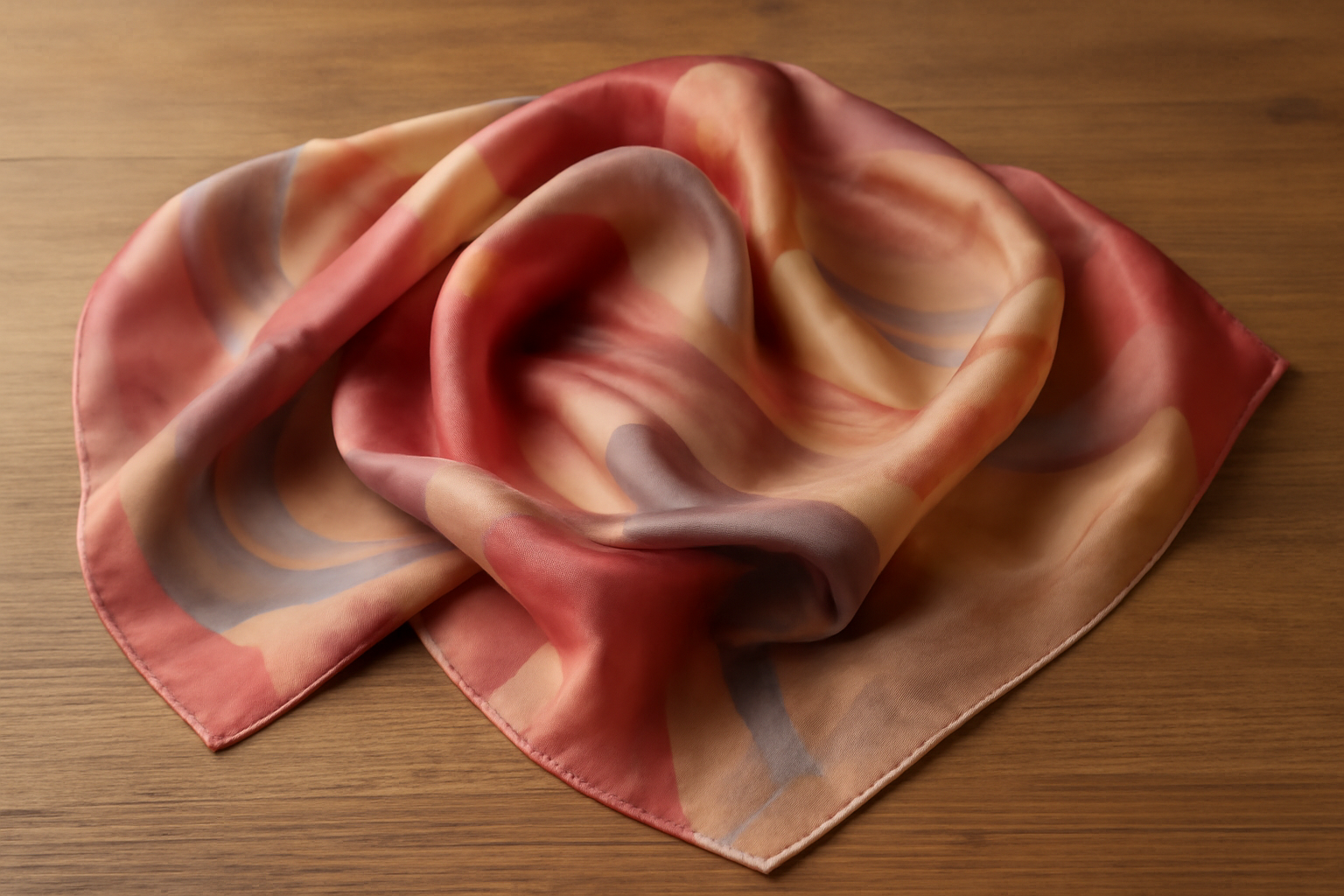 foulard en soie posé sur table