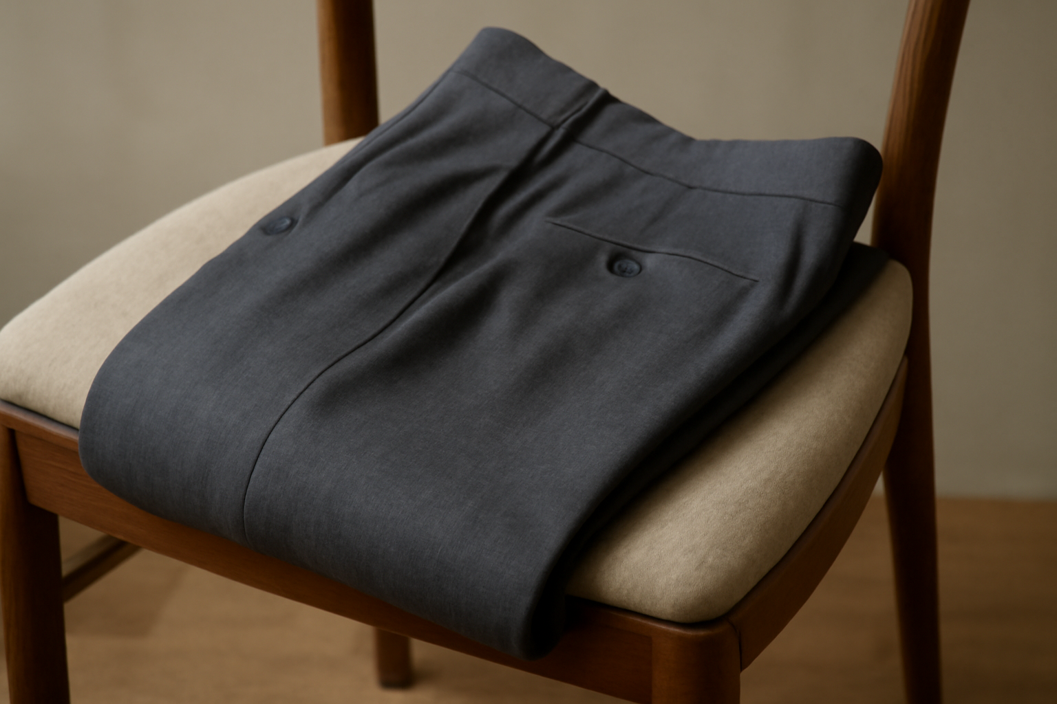tissu de pantalon élégant posé sur chaise