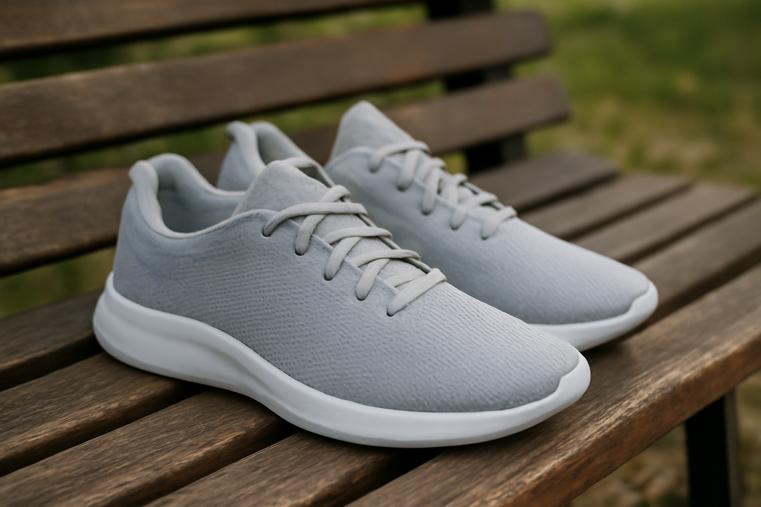 paire de baskets légères posée sur un banc