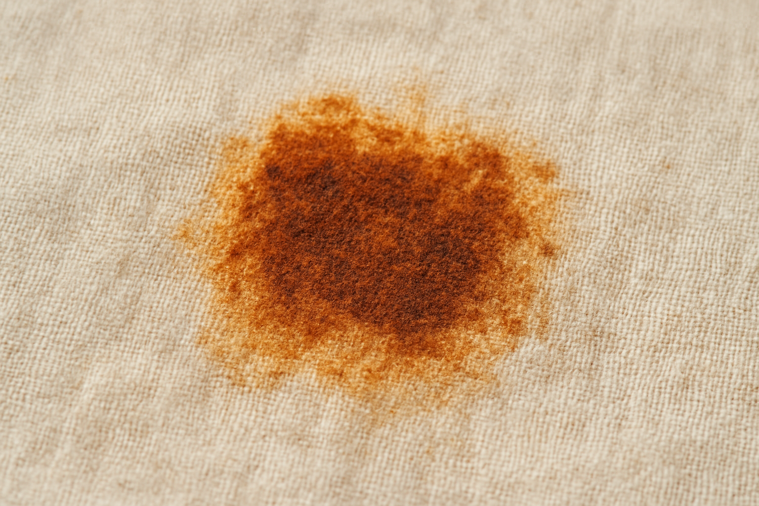 tache de rouille sur tissu tenue à plat