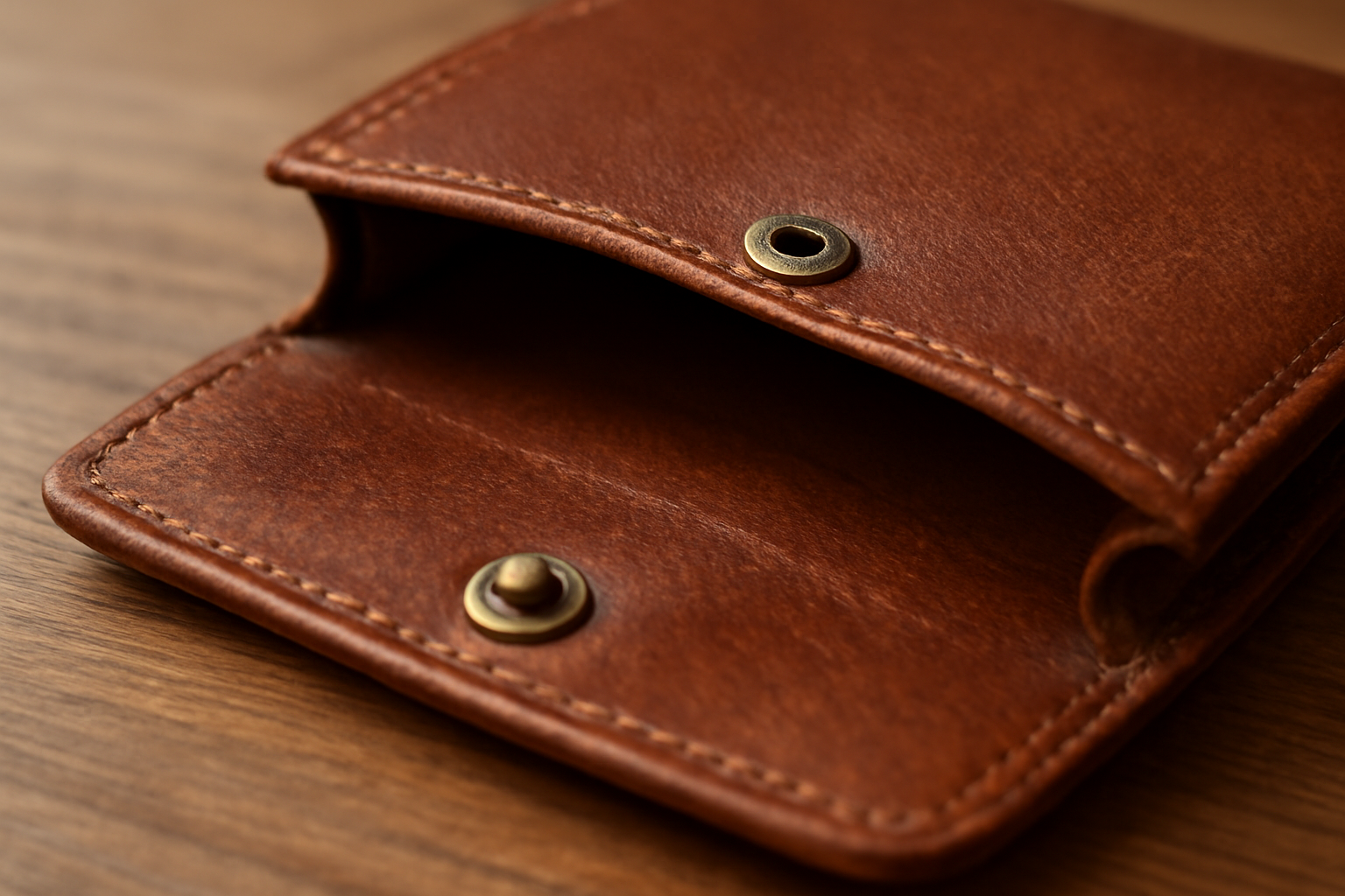 pochette ouverte montrant un petit fermoir