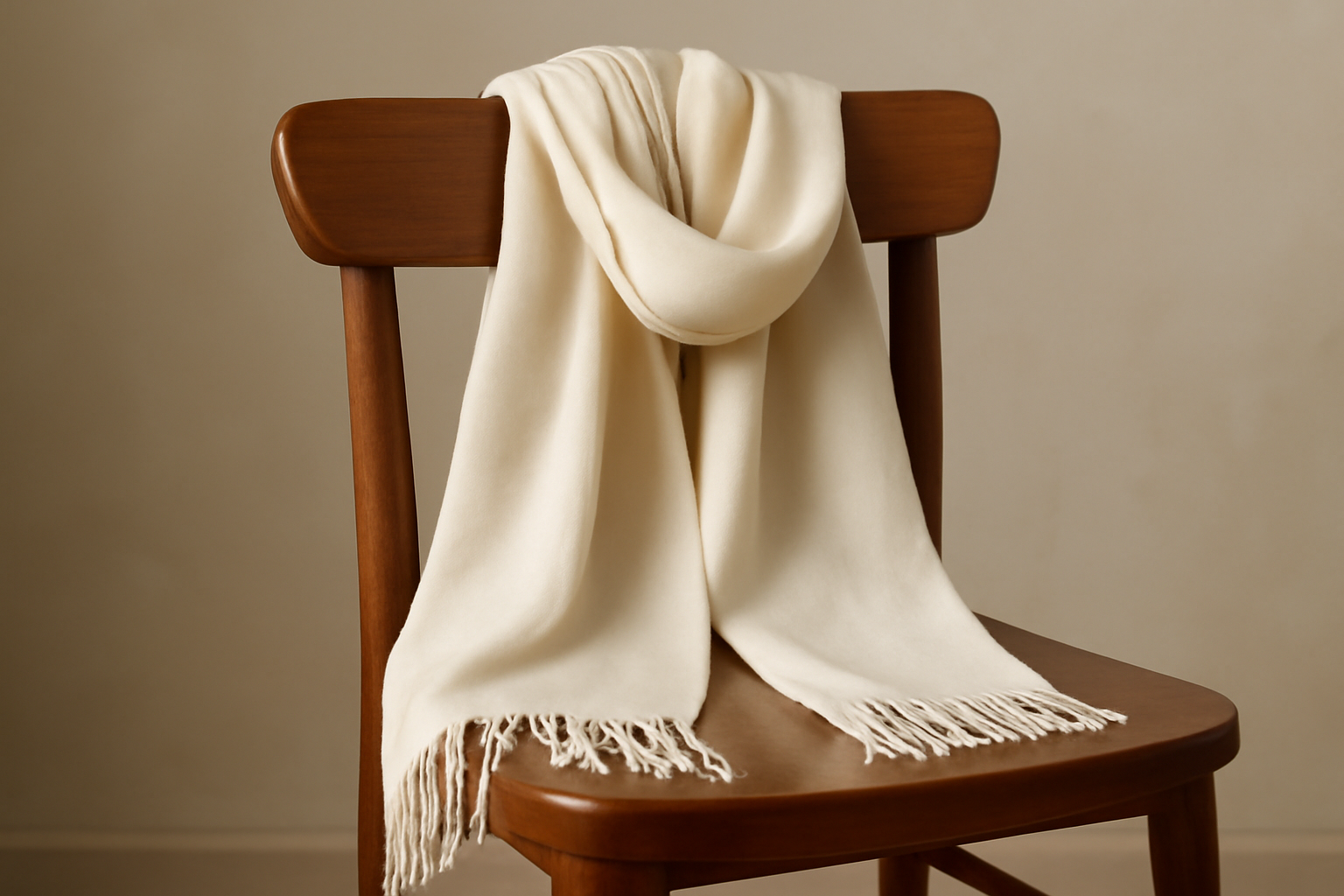 foulard elegant posé sur chaise en bois