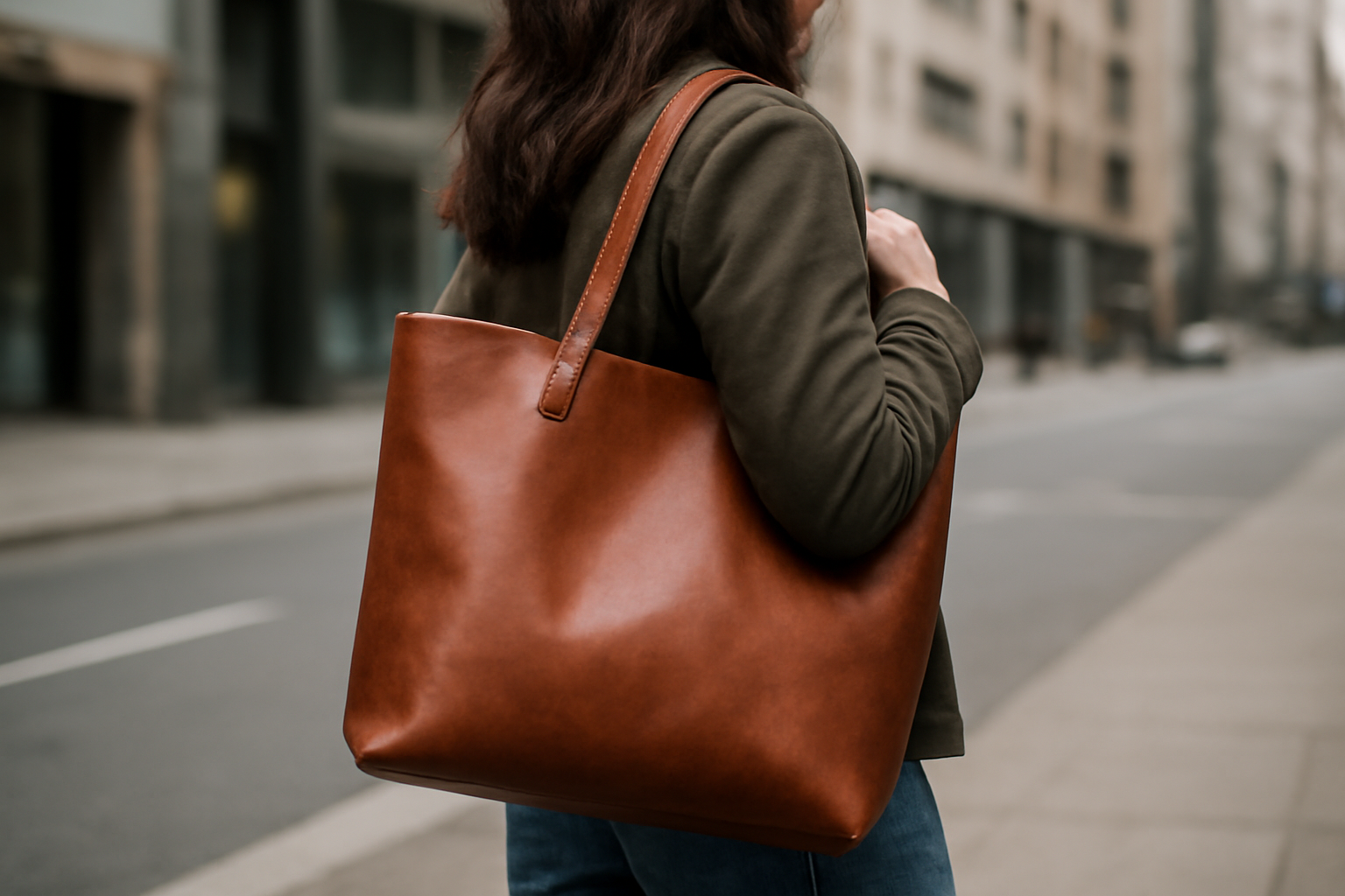 sac porté sur une épaule en milieu urbain