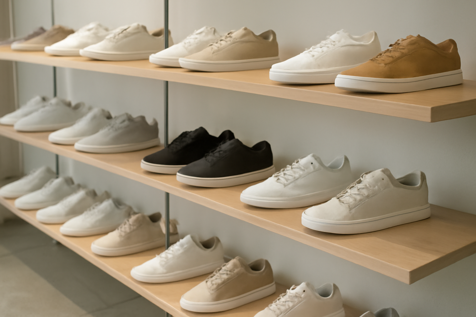 rayon baskets dans boutique neutre