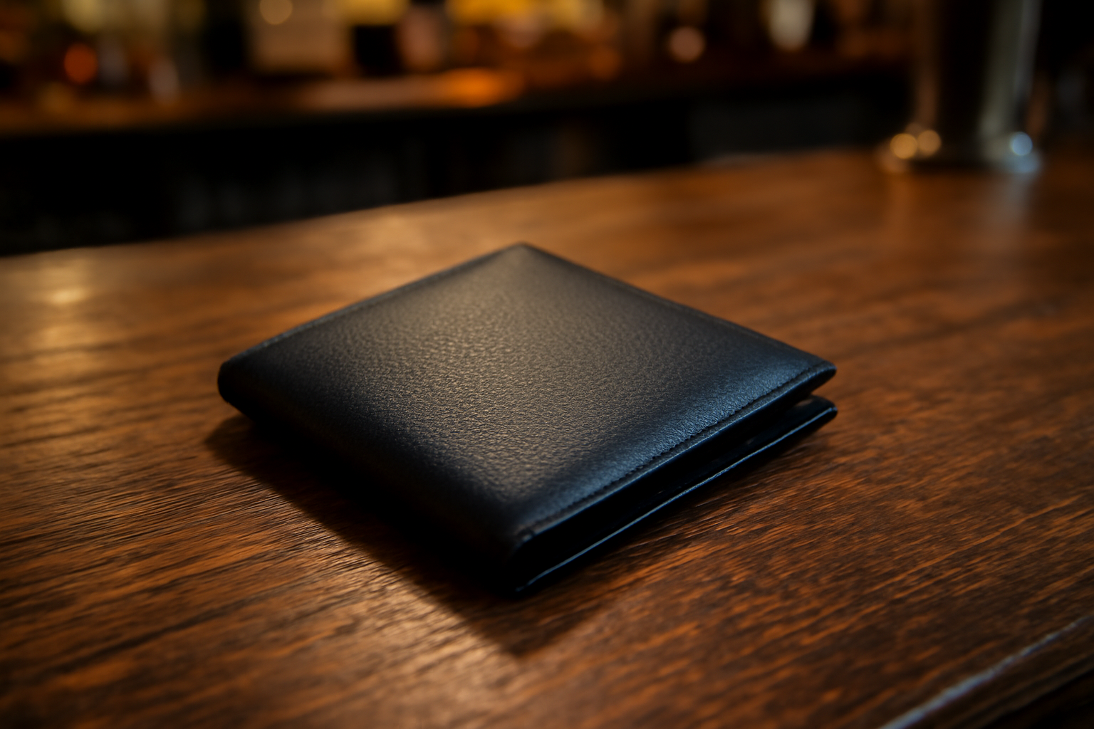 pochette plate sur table de bar