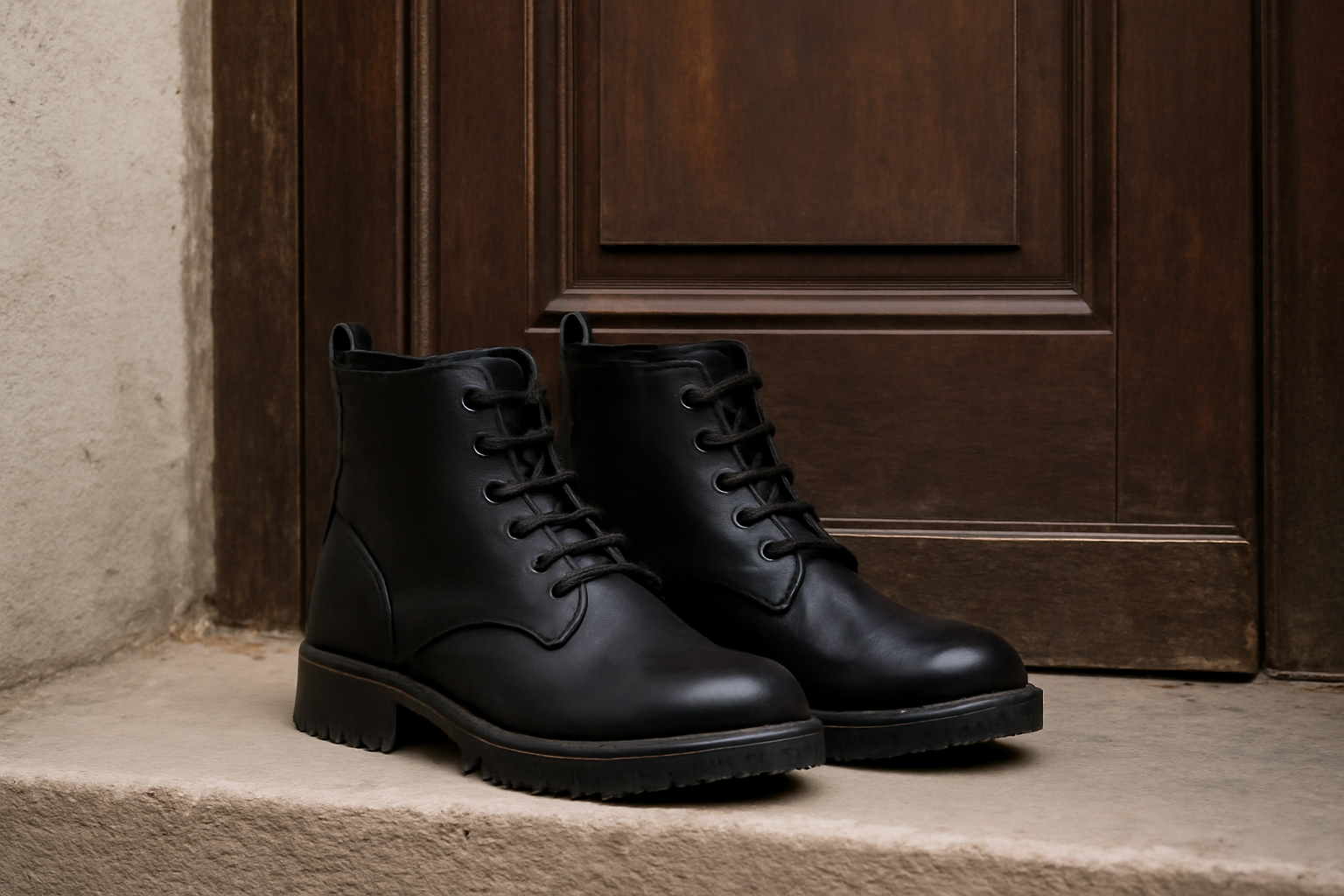bottines urbaines posées près d'une porte