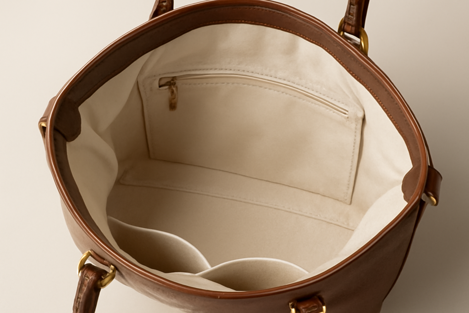 intérieur de sac avec doublure claire