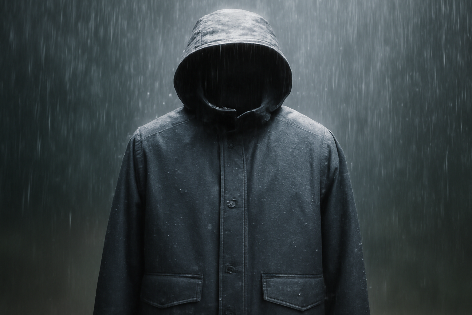 manteau imperméabilisé exposé sous pluie fine