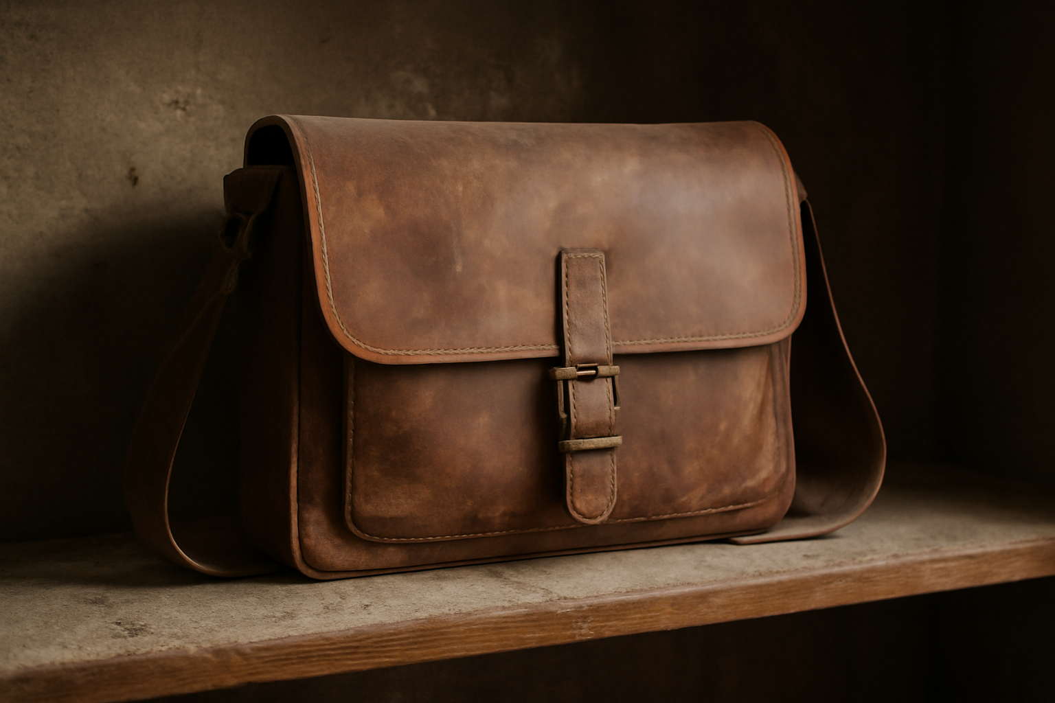 sac posé sur étagère poussiéreuse