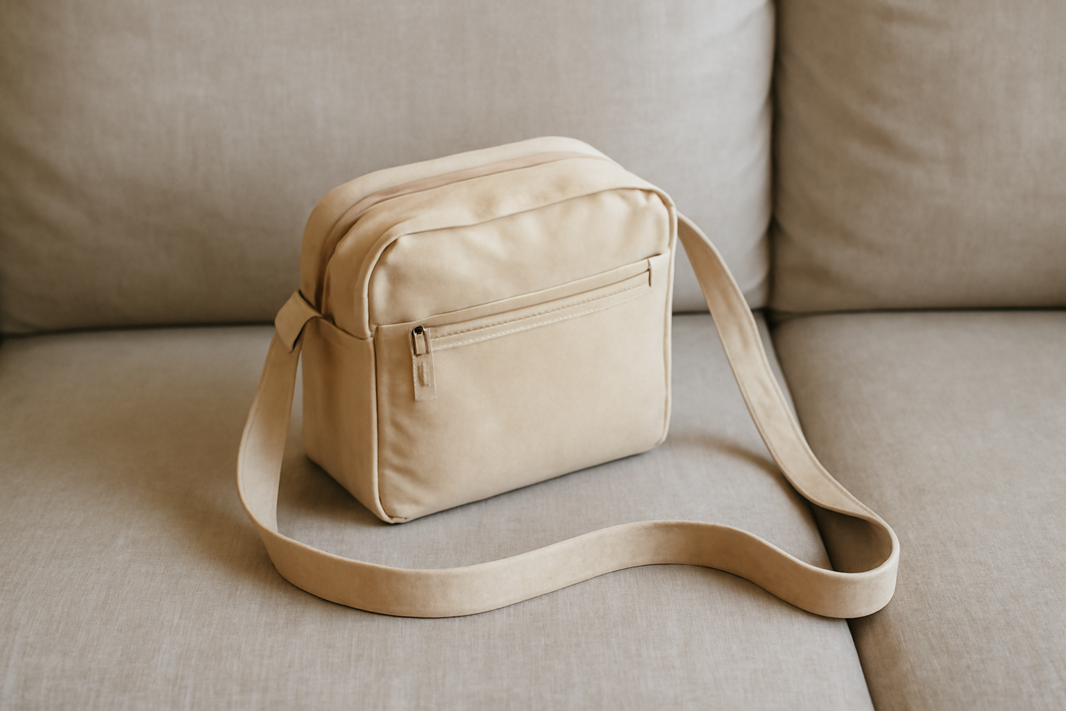 petit sac léger sur canapé en tissu