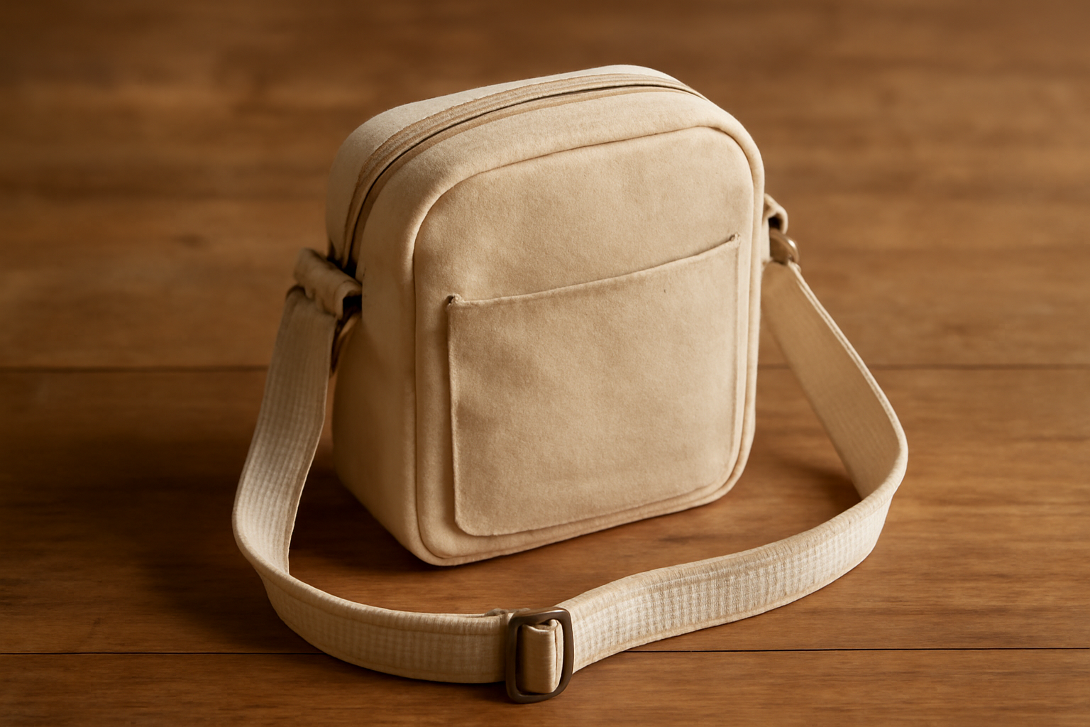 petit sac en toile posé sur table bois