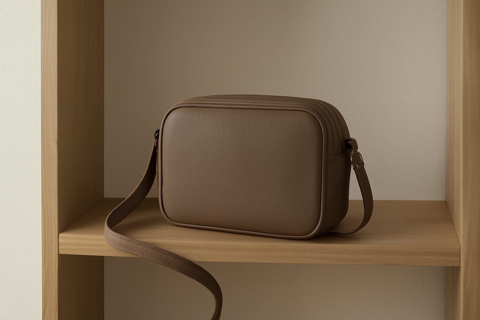 sac compact pose sur une etagere minimaliste