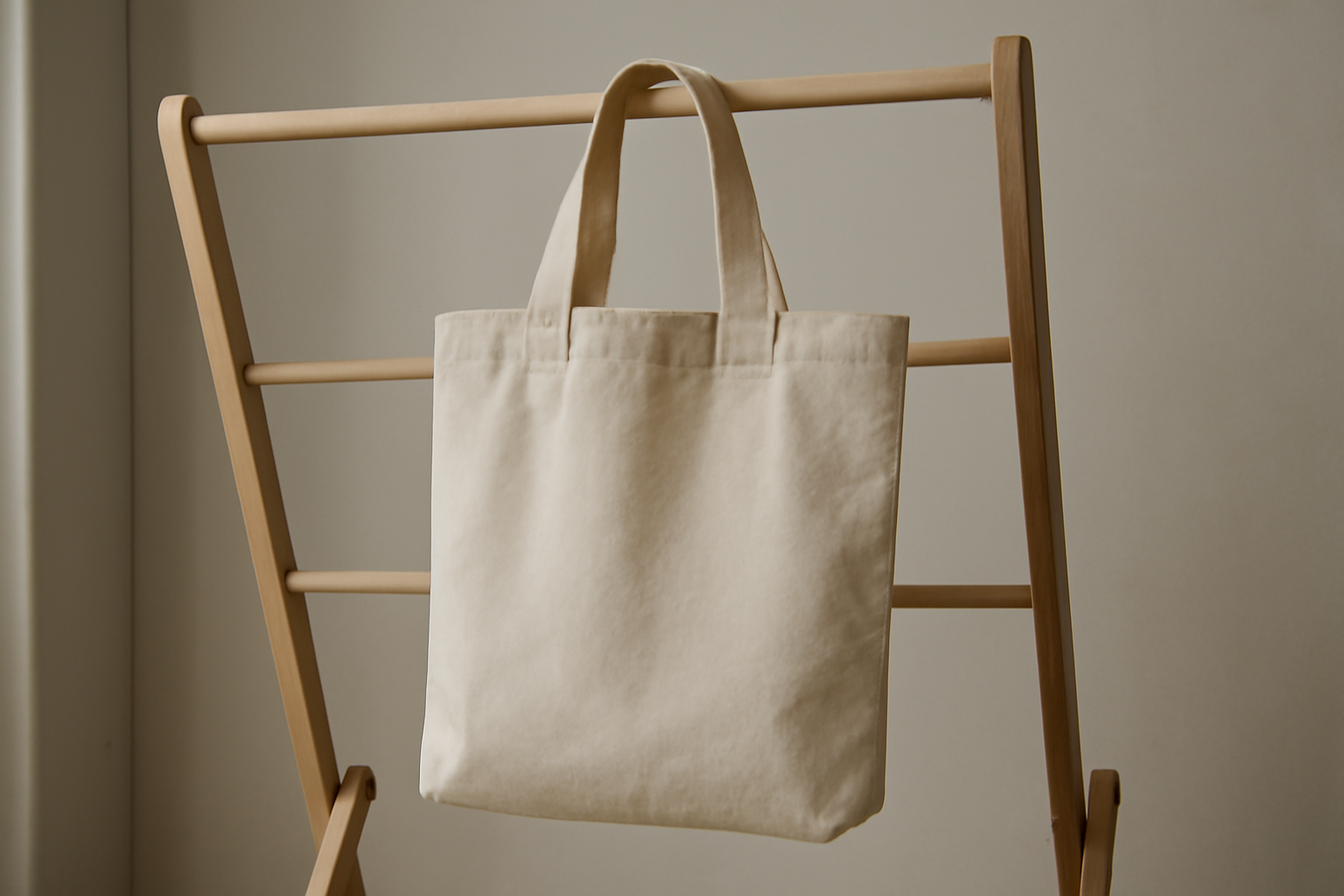 sac en toile posé sur étendoir