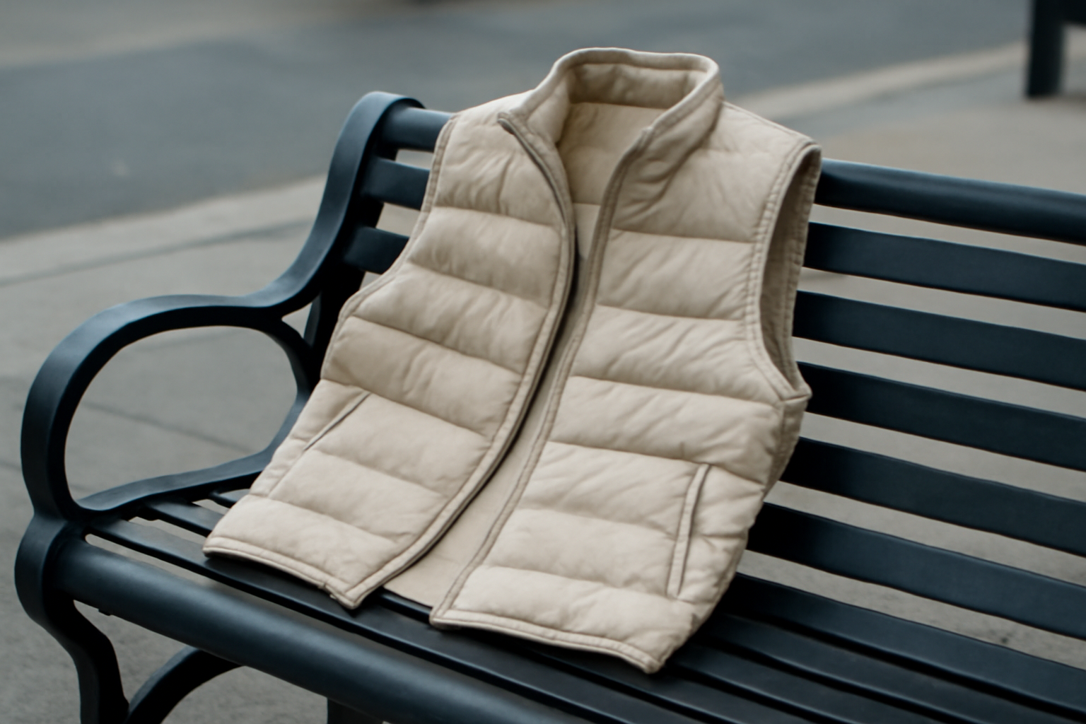 gilet léger posé sur chaise urbaine