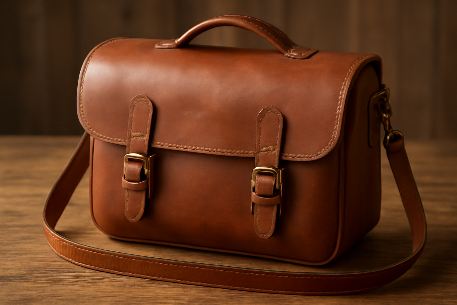 sac artisanal posé sur table en bois