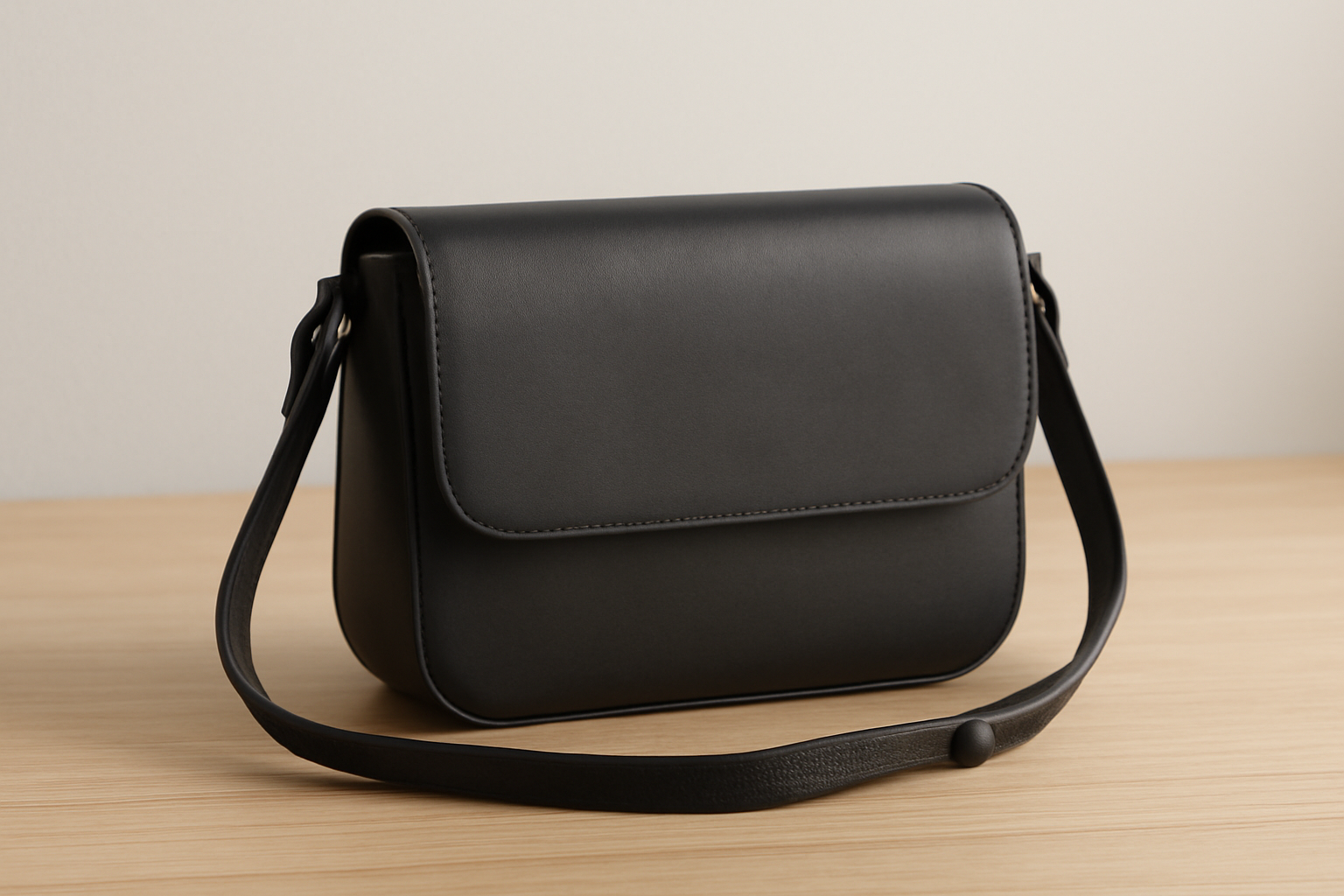 sac bandoulière épuré posé sur table