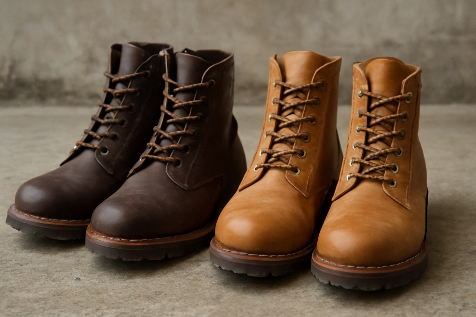 deux paires de bottes côte à côte