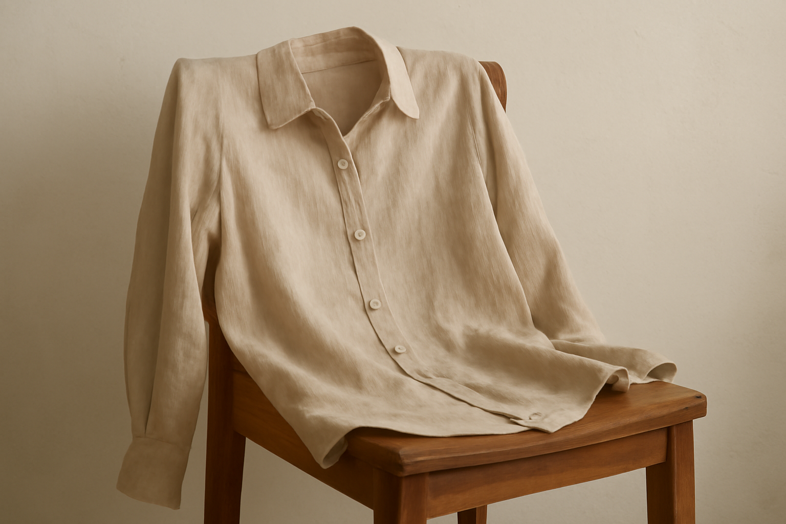 chemise légère en lin posée sur chaise