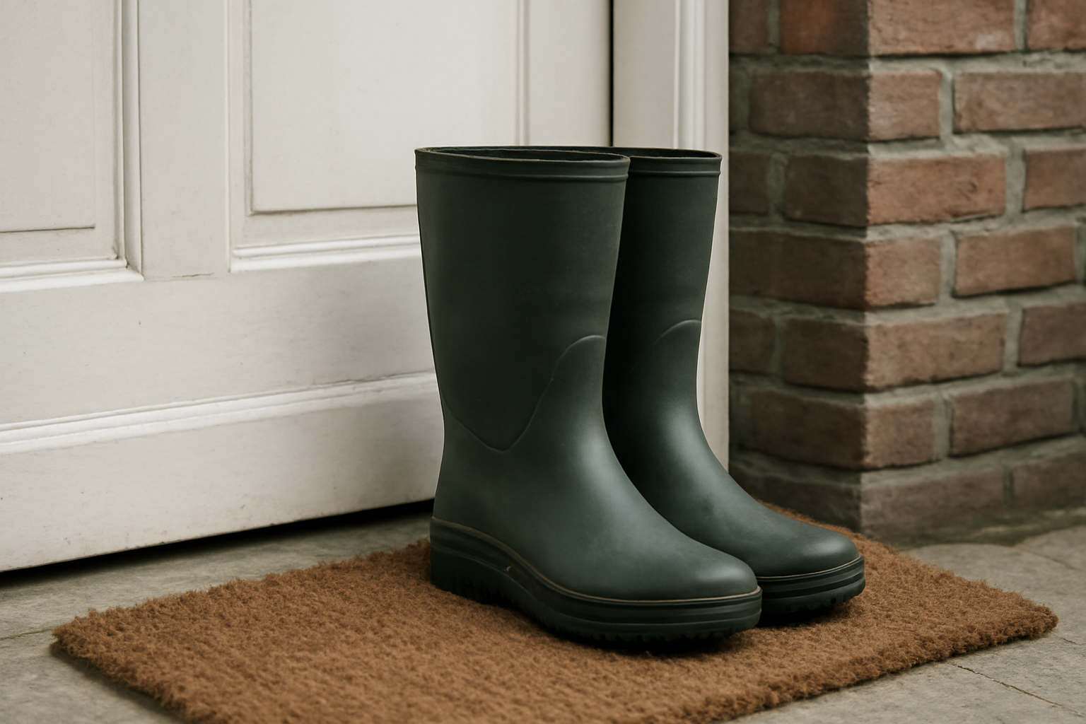 bottes caoutchouc posées par la porte