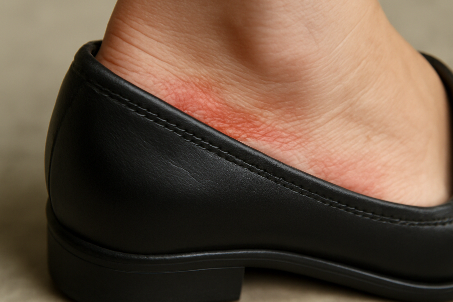talon irrite dans chaussure vue rapprochee