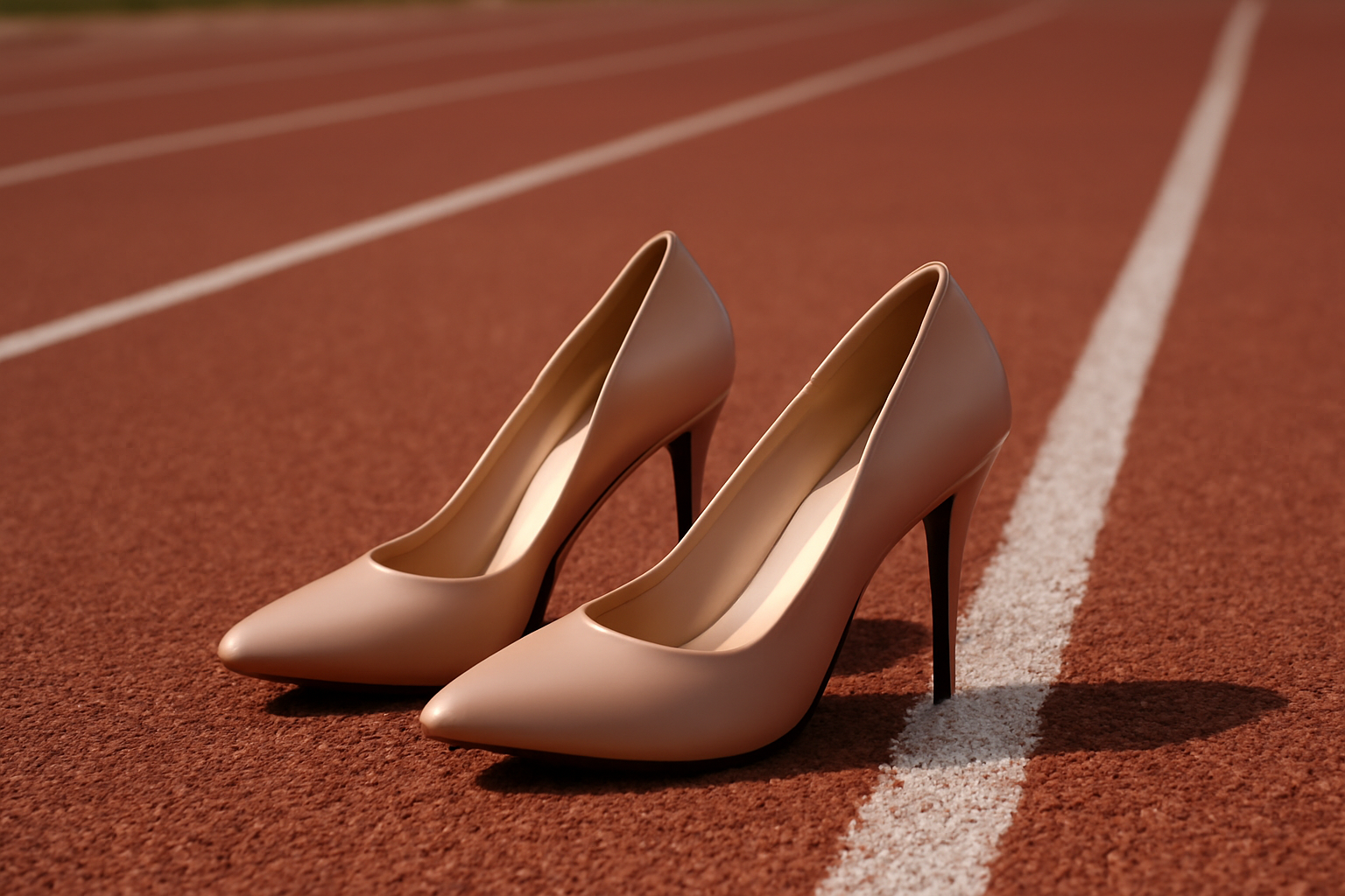 paire de talons posee pres d'une piste